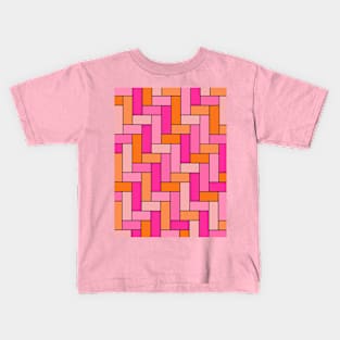 Geometric Tiles in Pink and Orange Kids T-Shirt